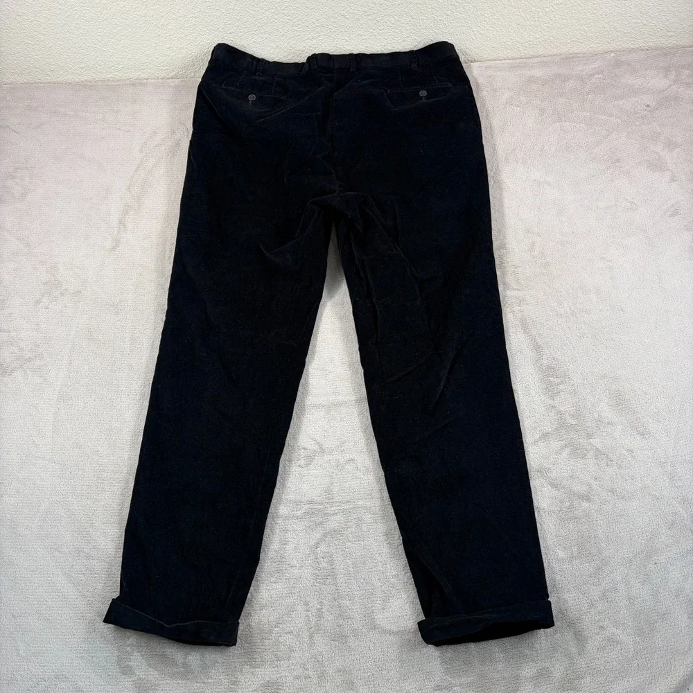Lauren Ralph Lauren Corduroy Pants Men 40x32 (Tag 42) Black Pleated Straight Leg